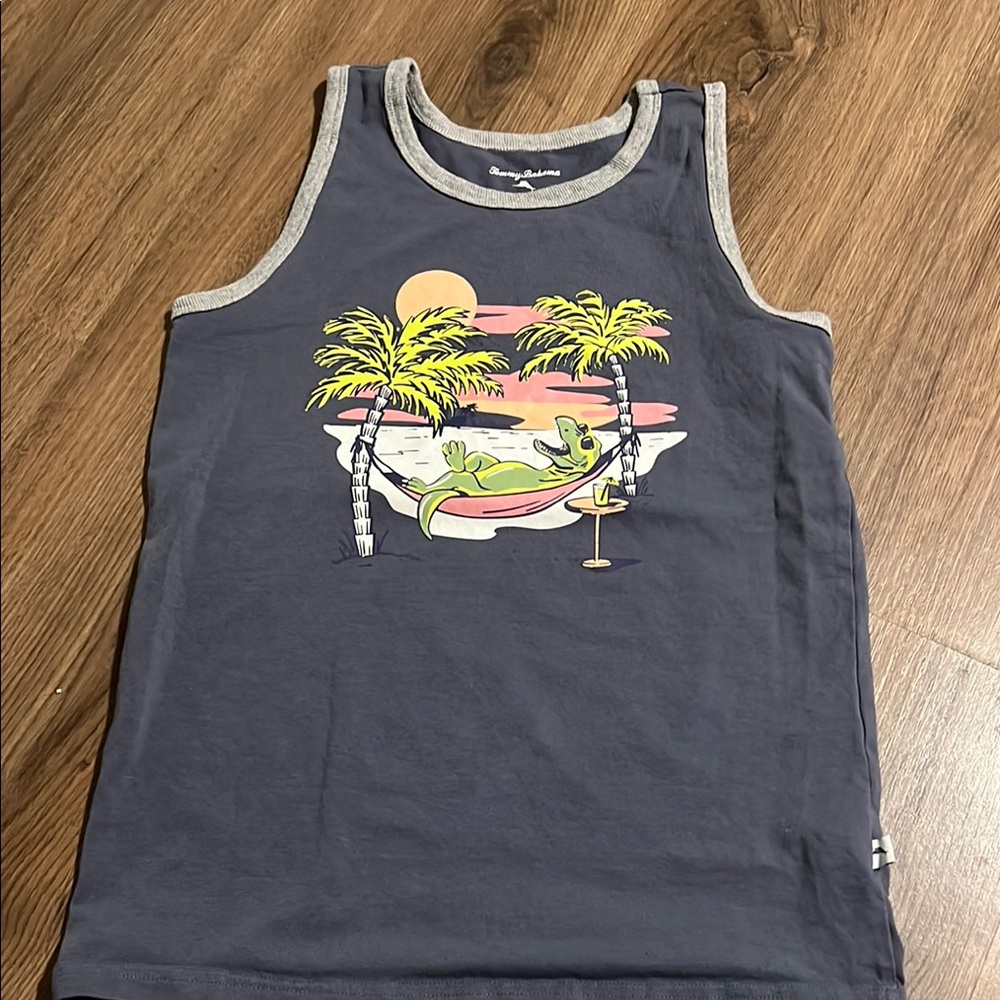 Tommy Bahama blue and Gray Tank Top with Tropical Design